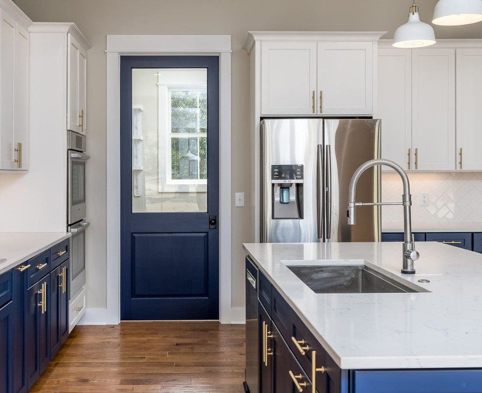 blue and white kitchen